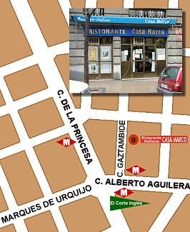 Ubicación del Restaurante Italiano casa Marco: calle Gaztambide, 8. Madrid